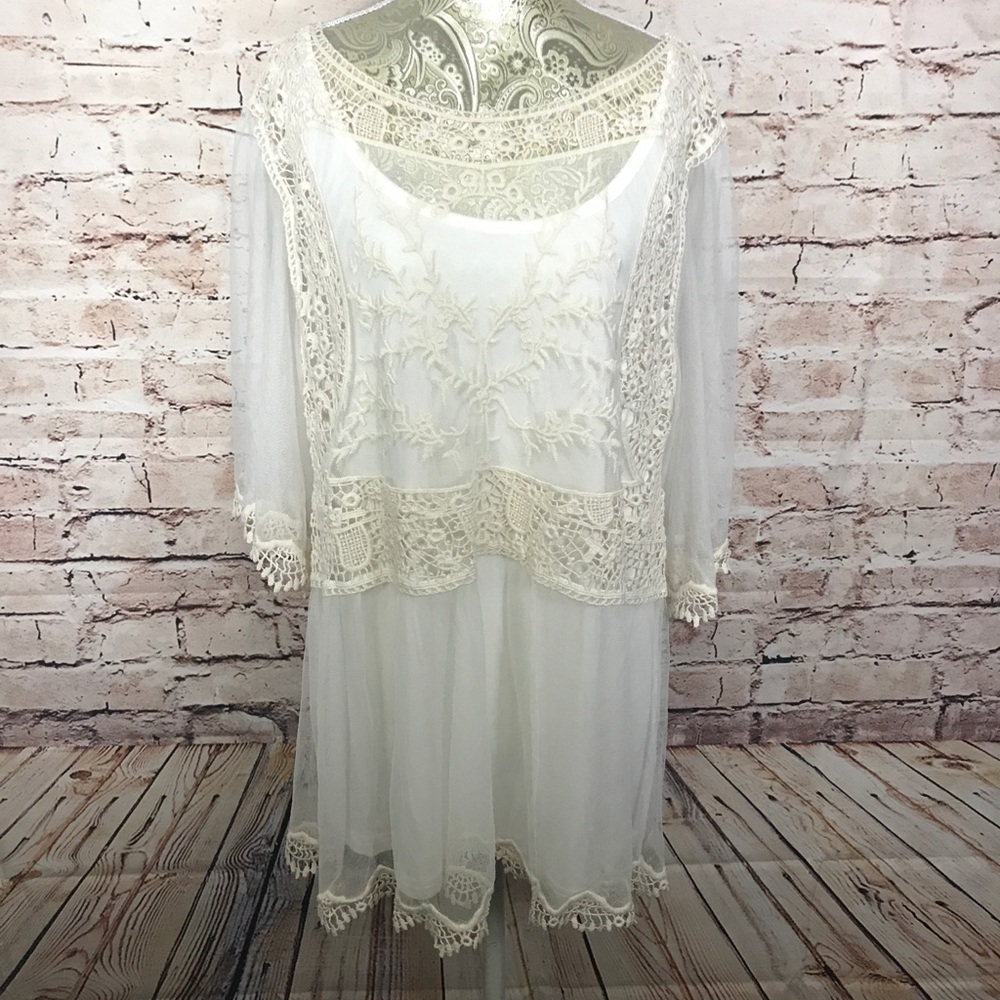 Style & Co. White Crocheted Lace Too